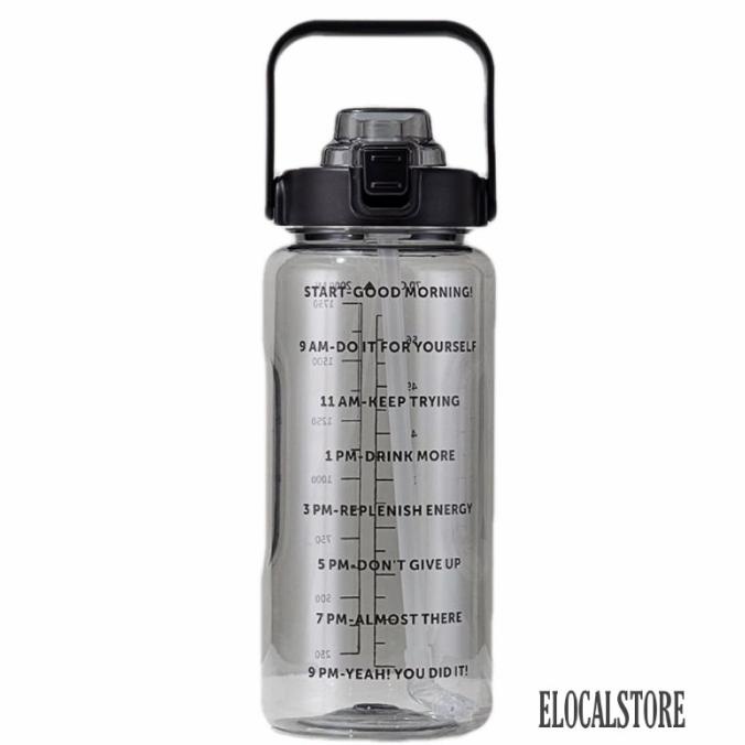 Botol Minum 2 Liter/Botol Bening Motivasi 2L/Botol Minum Viral Korea