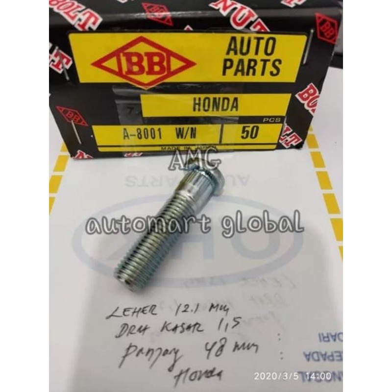 baut roda honda jazz crv city freed mobilio hrv brv 48mm asli japan