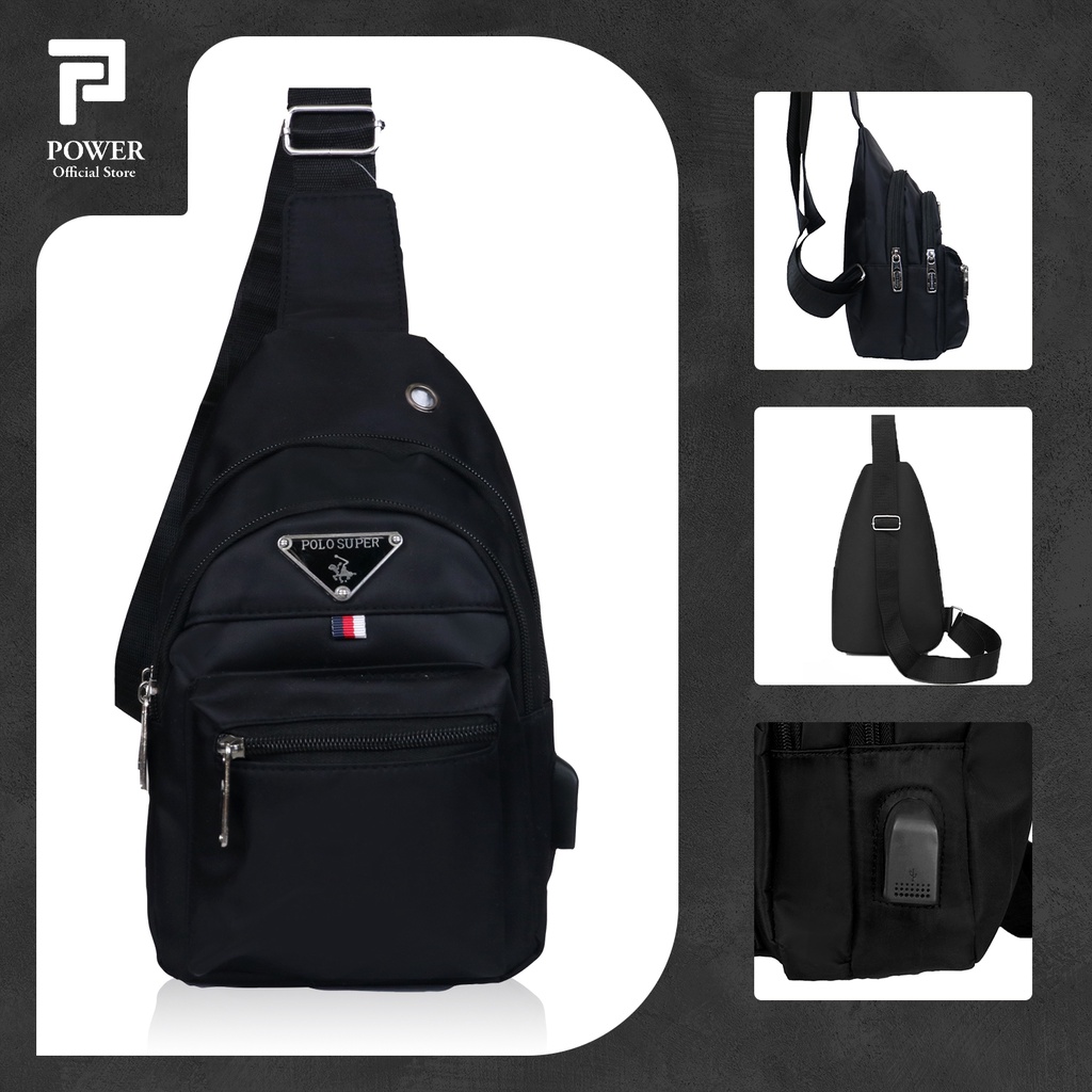 Sling bag Polo Super Original Tas Selempang Dada Pria Tas Dada Import USB Portable #12162