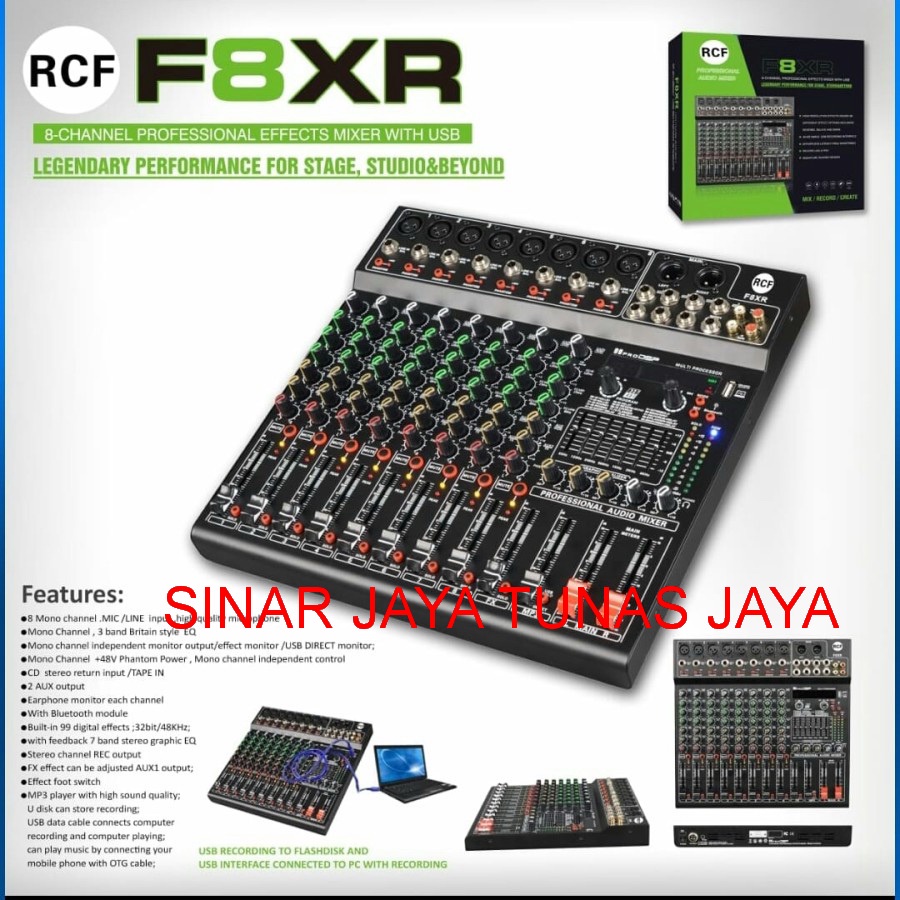 Mixer Audio 8 Channel RCF - F8XR -- USB+Bluetooth+Effect Reverb 99dsp