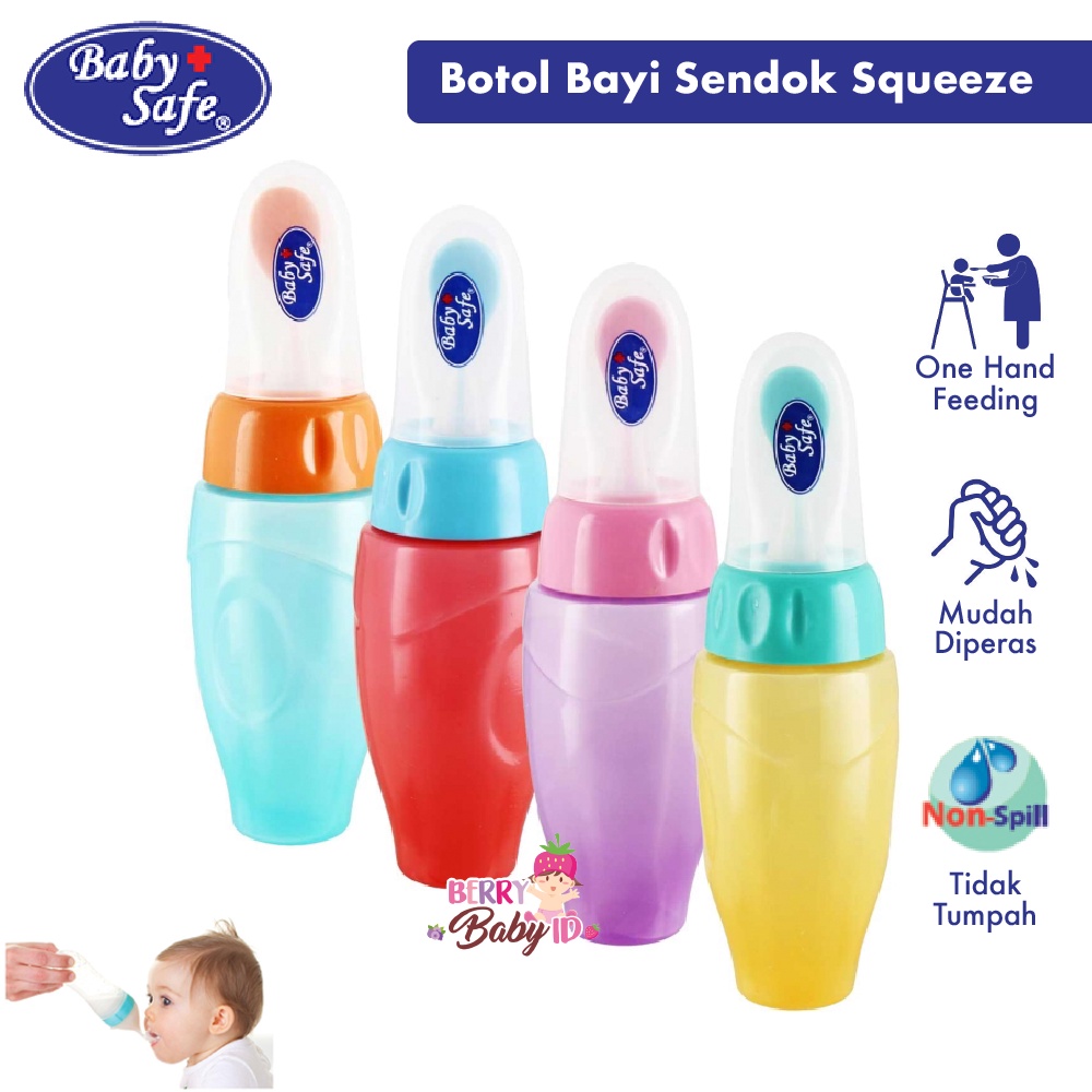 Baby Safe Botol Sendok Bayi Bottle Spoon Soft Squeeze BBS011 Berry Mart