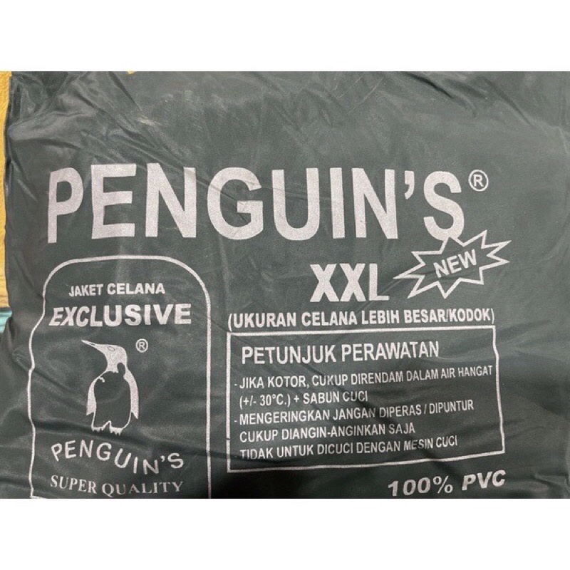 as Hujan Setelan Pinguin Jaket Celana Penguins Exclusive XXL 100% PVC TEBAL Asli Penguin Original