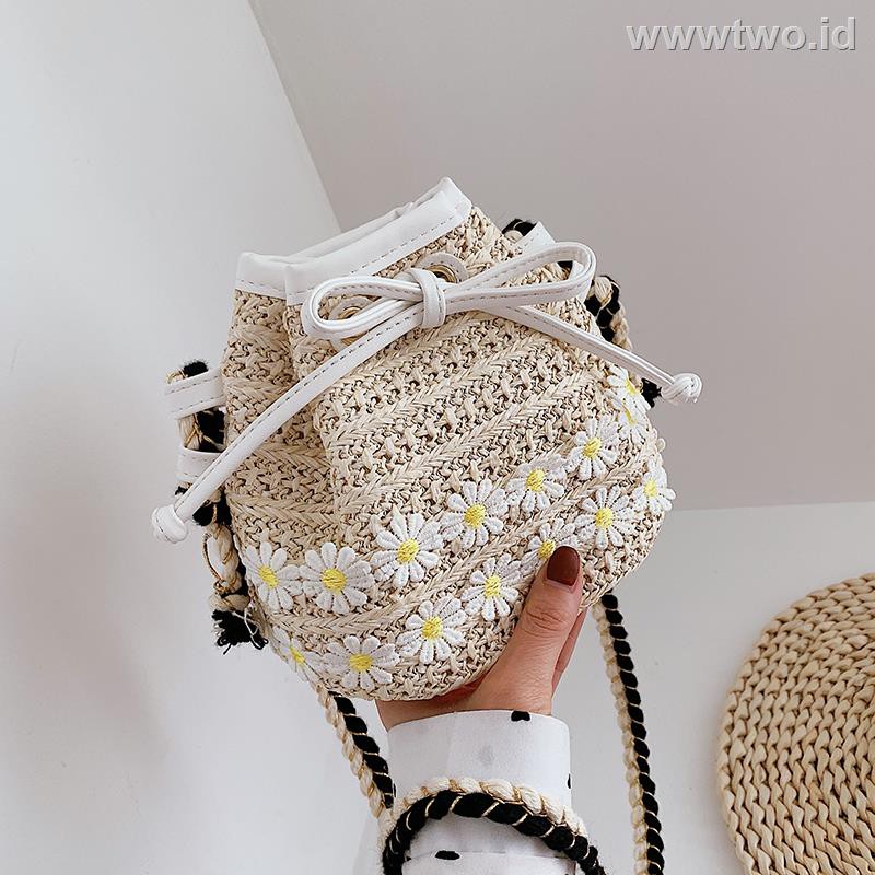 Web Celebrity Tas Selempang Bucket  Kecil  Motif Bunga  Daisy 