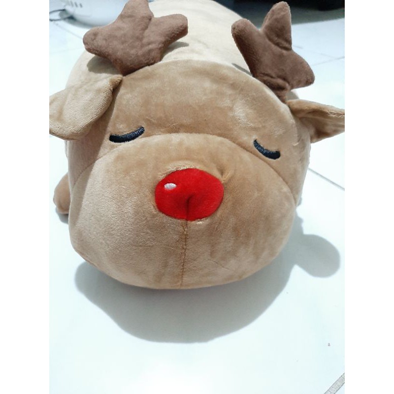 bantal boneka natal guling rusa deer christmas gift sovenir kado original asli miniso lembut halus