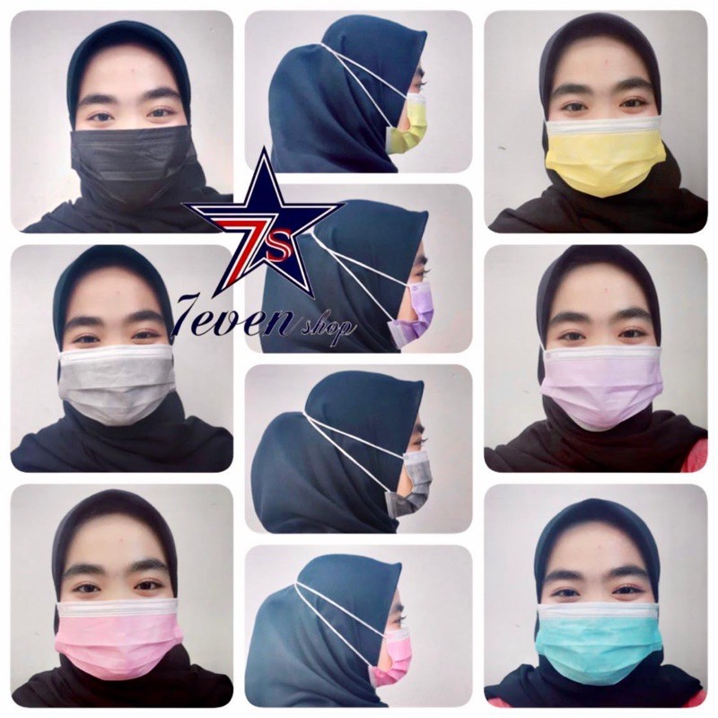 Jual Masker 3ply Headloop 3 Ply Masker HIJAB Disposable Mask 1box Isi ...