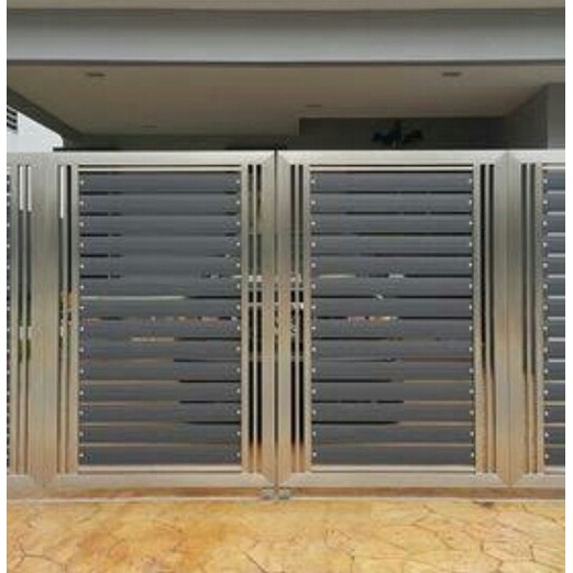 pagar stenlis minimalis halaman rumah garasi