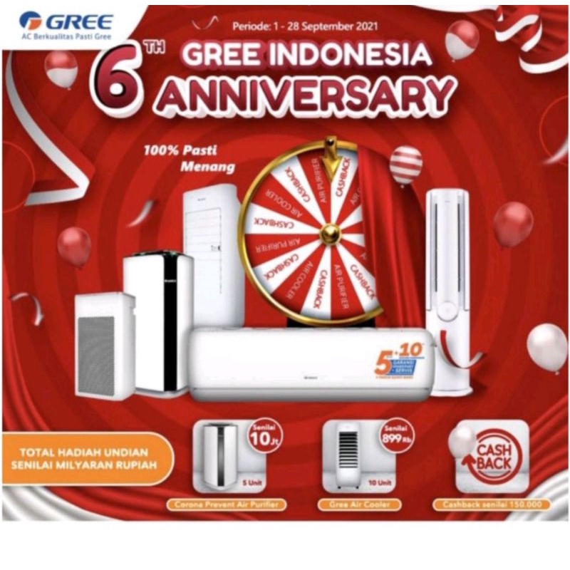 AC GREE 1/2 PK GWC-05MOO5S blue Fin low voltage Gratis Pasang &amp; Ongkir