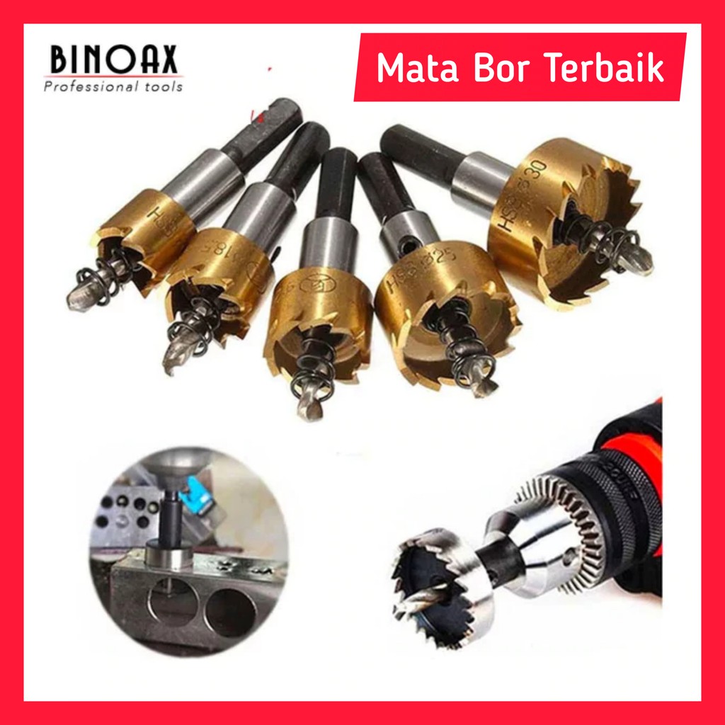 Mata Bor Besi Lubang Plong holso Hole Saw Set 5 PCS Original Peralatan Tukang
