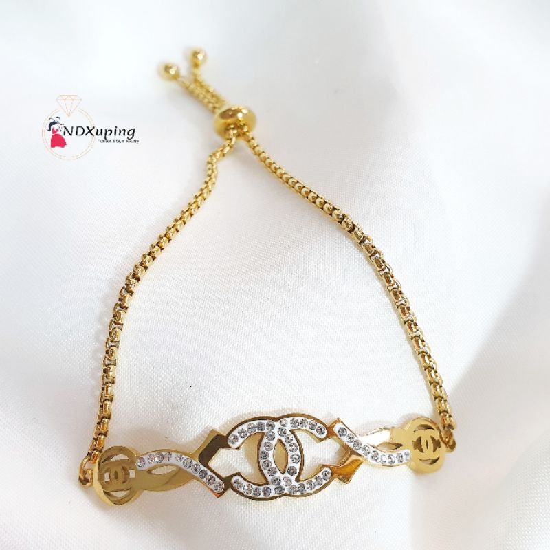 Gelang Serut Permata Titanium Gold Variasi N25012201