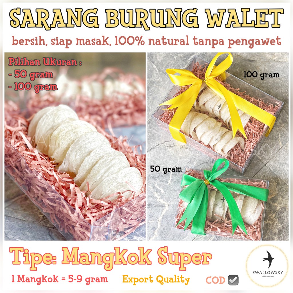 

(COD ☑️) Sarang Burung Walet Mentah Tipe Mangkok Bersih Siap Masak / Raw Bird Nest
