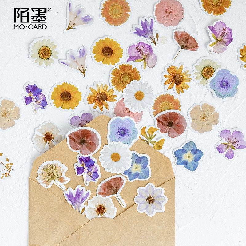 imoda 46Pcs/box Cute Flower Poetry Stationery Flakes Scrapbooking DIY Decorative Stickers-1