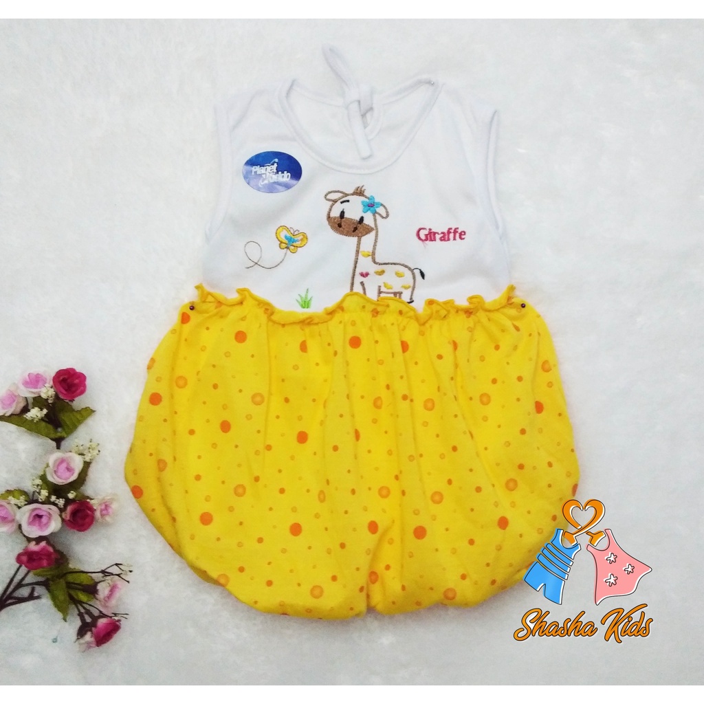 [L-024] Baju Bayi Perempuan/Dress Bayi Perempuan Planet Kids cantik  0-6 bln