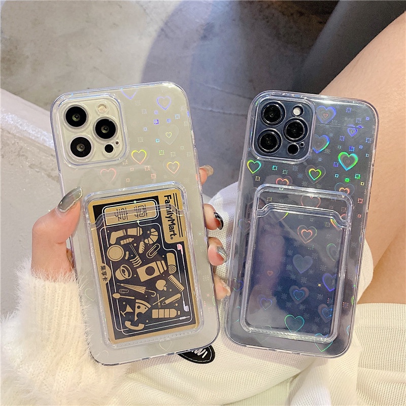 Casing Iphone 13 11 12 Pro Max Xs Max Xr 7 / 8 / Se 2020 7plus / 8plus Motif Hati Warna Gradasi