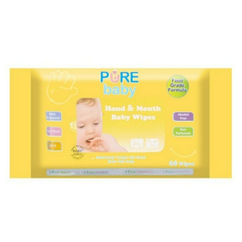 Pure Baby Wipes Hand &amp; Mouth 60sheets - orange