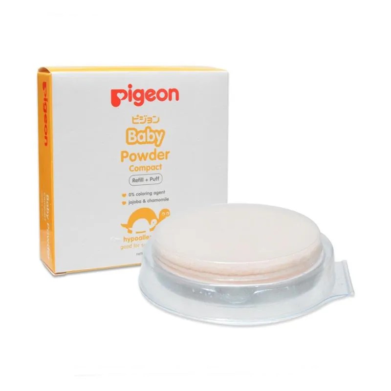 [REFILL+PUFF] Pigeon Baby Compact Powder Refill + Puff 45gr - Bedak Bayi Padat