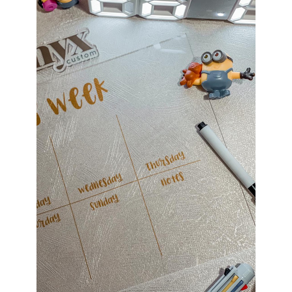 1-2 HARI JADI - UV Print Acrylic Planner Weekly Monthly (bisa custom nama)