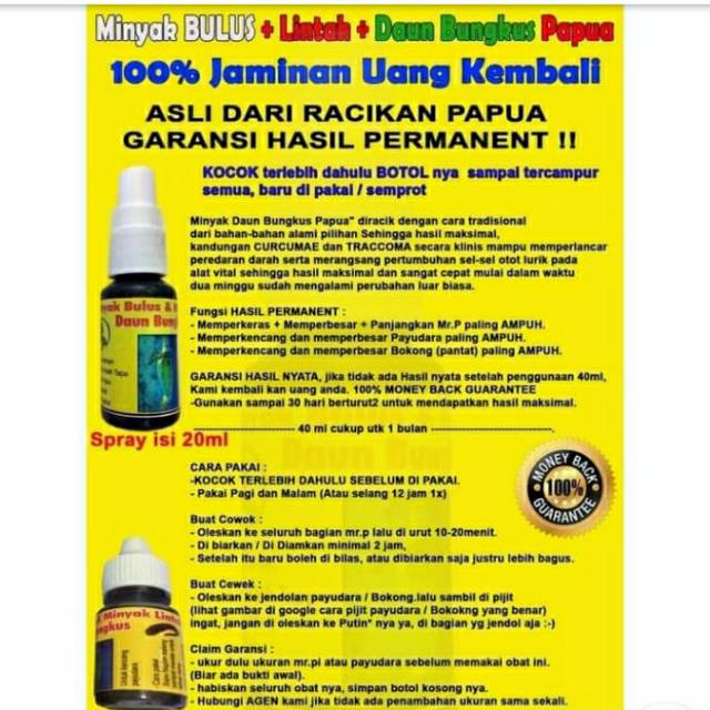 Minyak bulus+lintah+daun bungkus papua