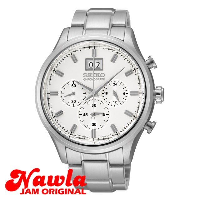 Seiko Quartz SPC079P1 Chronograph White Dial - Jam Tangan Pria SPC079