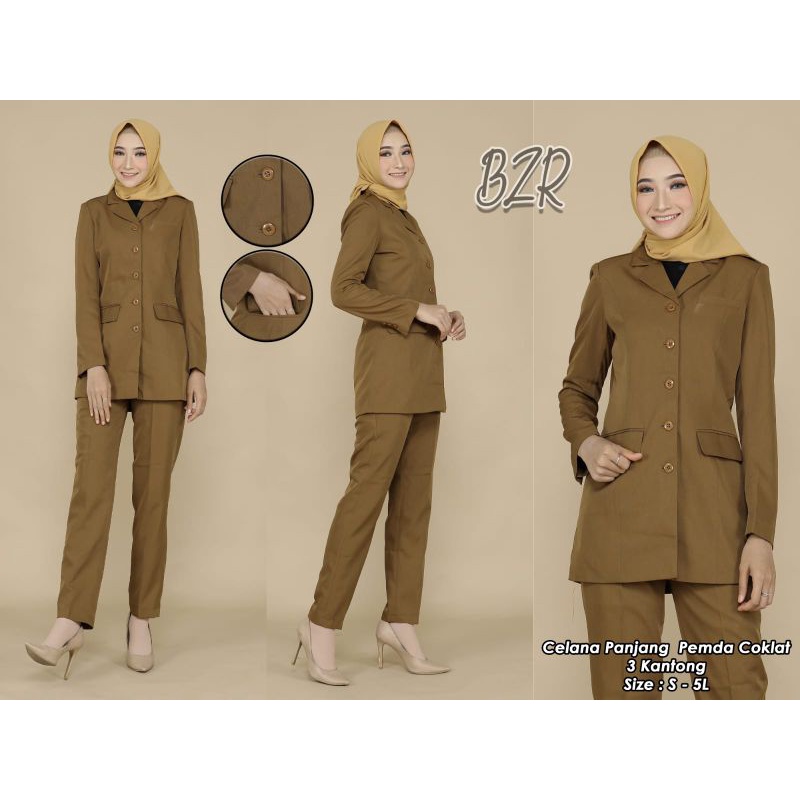 Baju PNS Wanita Seragam Khaki Wanita Baju Dinas Wanita Set Celana Baju PNS Wanita Pemda Baju PNS Wan