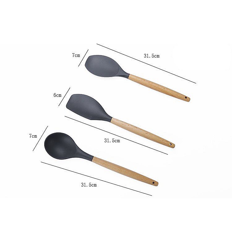 IDEALIFE IL-172a Kitchen Utensile Set Silicone Spatula Sodet Alat Masak Dapur Kitchen Utensils Set IL-172A Handle Kayu