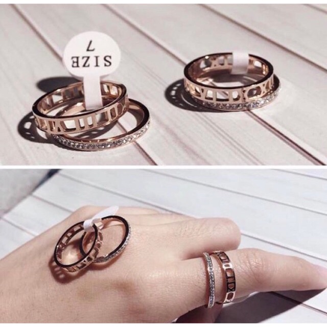 Cincin romawi 2pcs jadi 1 titanium