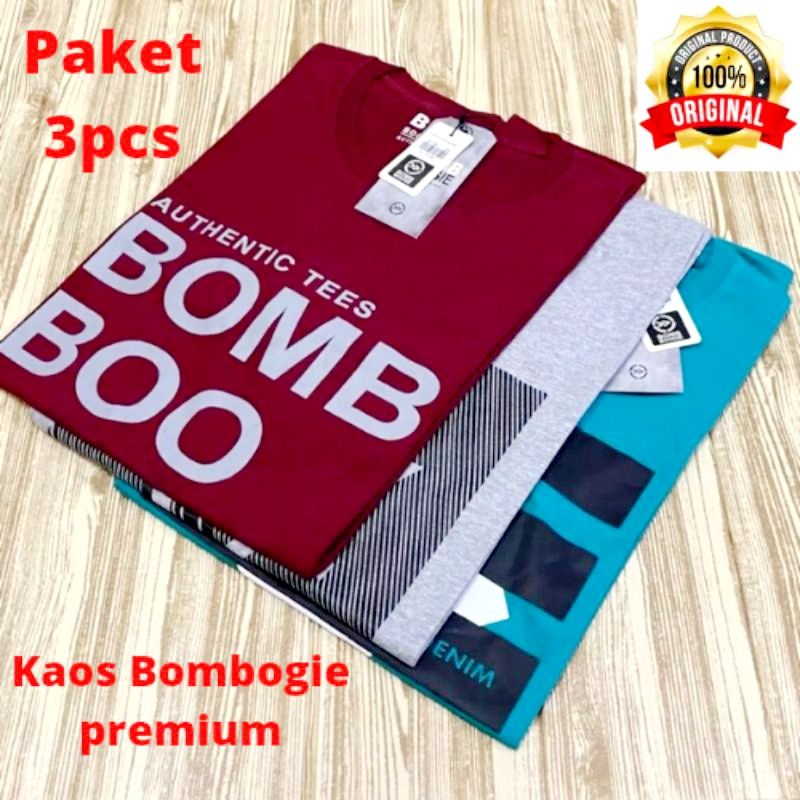 paket 3pcs random / kaos bomboogie original 3pcs 100 / baju 3pcs 100/kaos pria distro keren terbaru