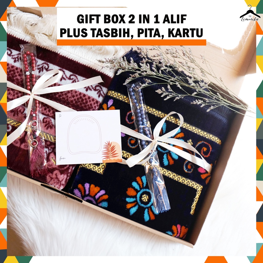 GIFT 2 IN 1 Box Mika Sajadah ALIF Premium Spiegel 110 x 65 cm