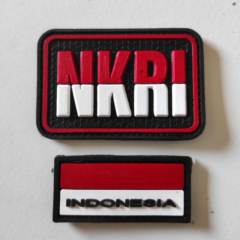 PATCH RUBBER SATU SET LOGO NKRI MERAH PUTIH+BENDERA KECIL/TEMPELAN EMBLEM KARET VELCRO