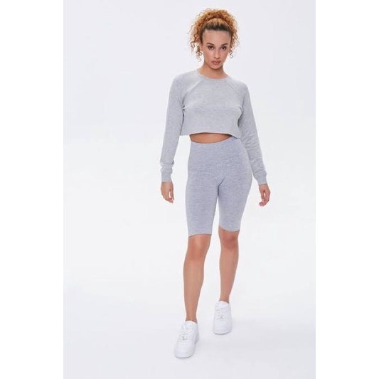Forever21 fleece crop sweater-f21 crop grey
