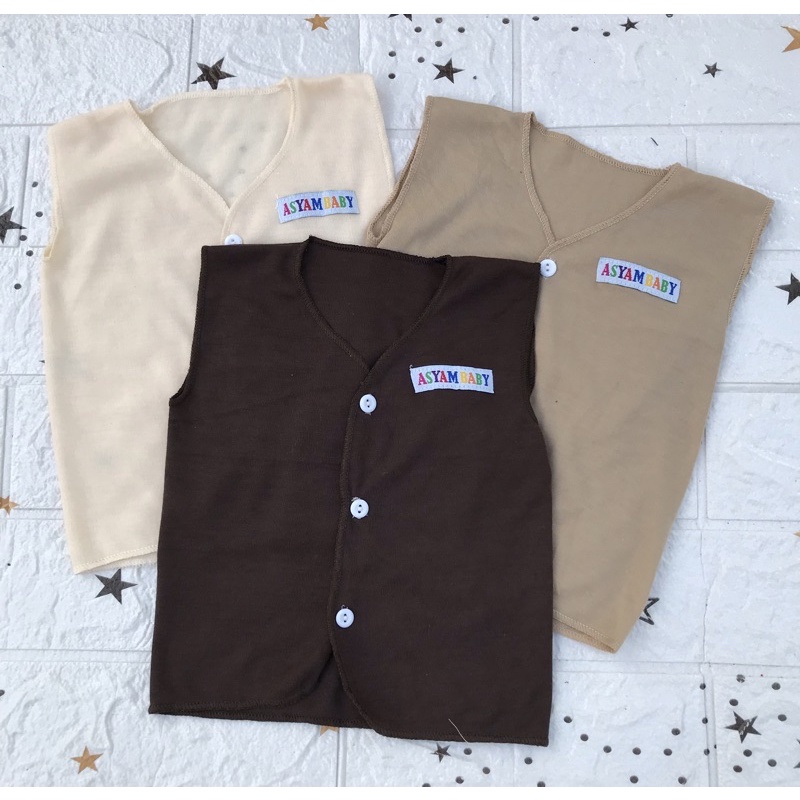 3 Pcs Baju bayi lengan kutung baju bayi baru lahir baju bayi newborn DNW BABY-B Kutung Coklat