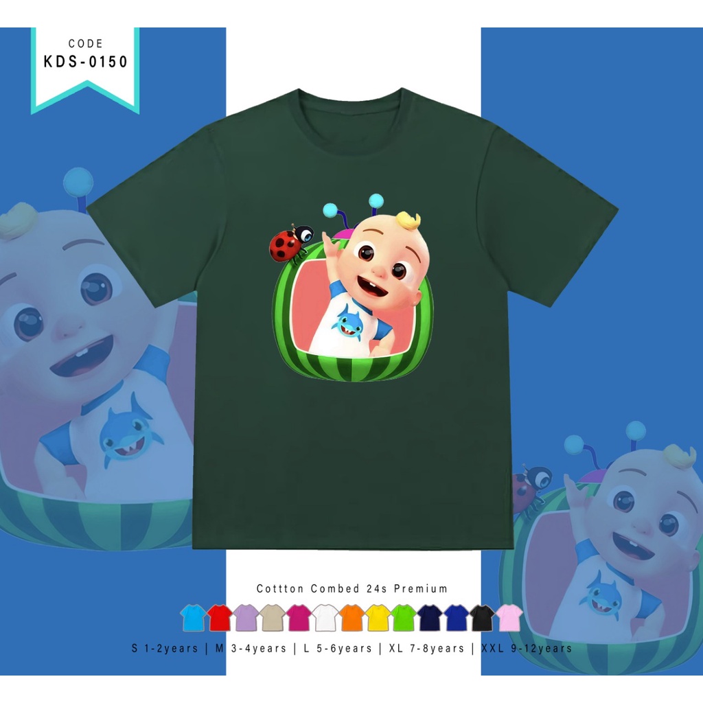 T-SHIRT / KAOS ANAK-ANAK TERMURAH BERGAMBAR COCO MELON SEMKA SHARK- TERIMA CUSTOM KAOS KELUARGA