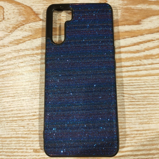 Soft case oppo A91 biru stripe glitter