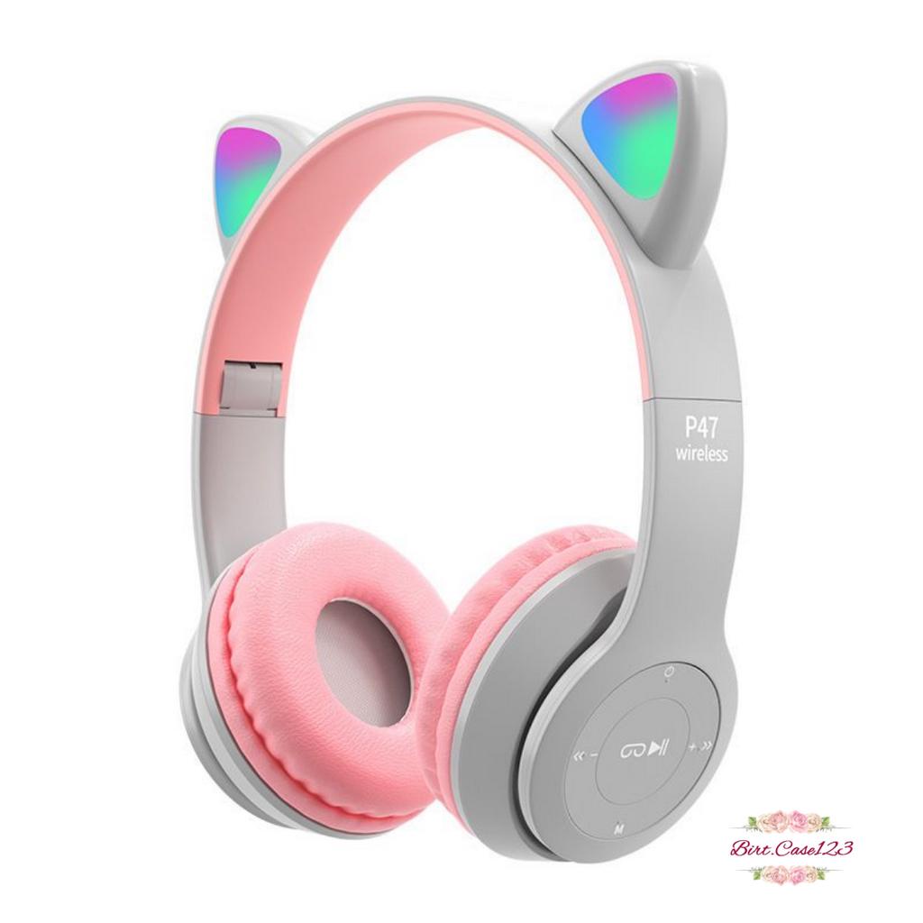 CAT EARS HEADSET headphone Hf bando telinga kucing P47m LED BANDO BLUETOOTH wireles RGB GAME HEADSET G-P47M LED WIRELESS super BASS BC7909