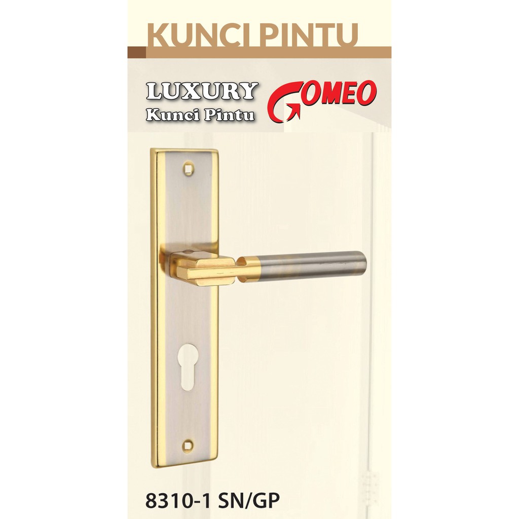 Kunci Pintu Tanggung Gomeo 8310-1 warna Silver / Chrome Set Body Kunci