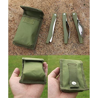 YGRETTE - Yougle Sendok Garpu Pisau Lipat Foldable Spoon Fork Knife Set Portable Army Military Camping Tools Pocket Knife EDC Multifungsi