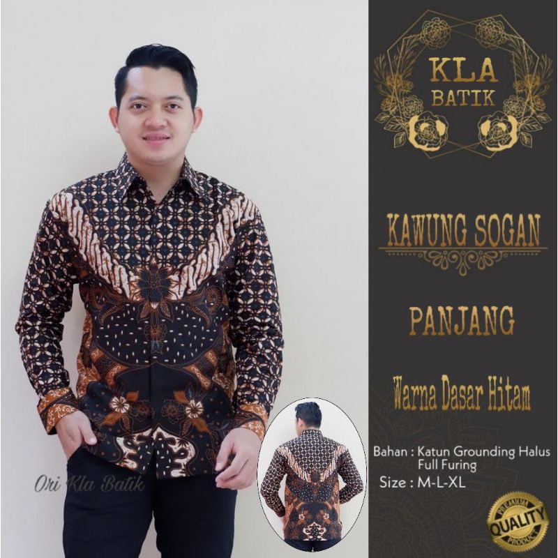 KAWUNG SOGAN BAJU BATIK PRIA LENGAN PANJANG PENDEK KEMEJA BATIK PRIA LENGAN PANJANG PENDEK SOLO