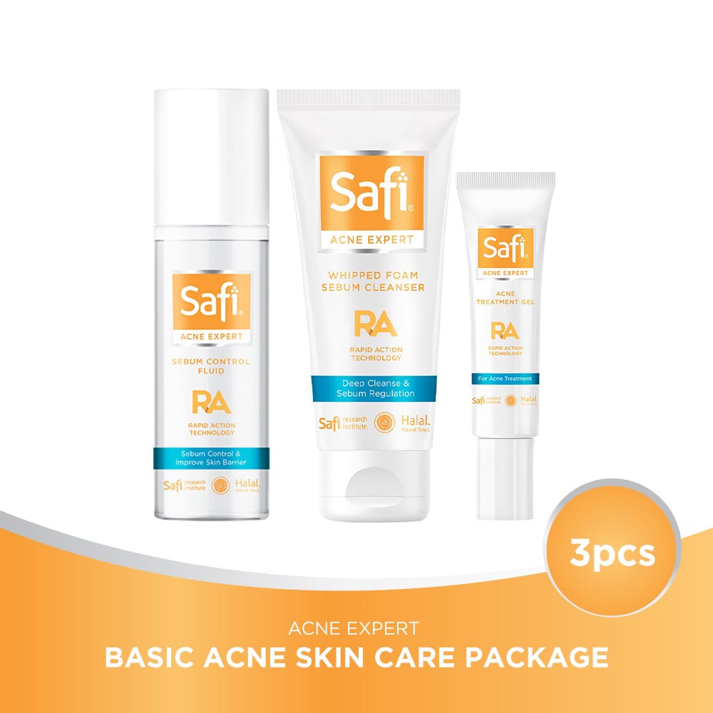 Paket safi basic Acne Expert (cleanser 100gr+toner 100ml+treatment spot gel 15gr)