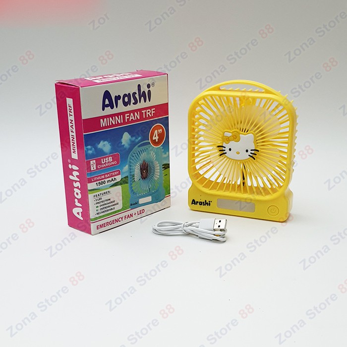 Kipas mini portable Arashi MINNI Fan TRF 4&quot; + emergency