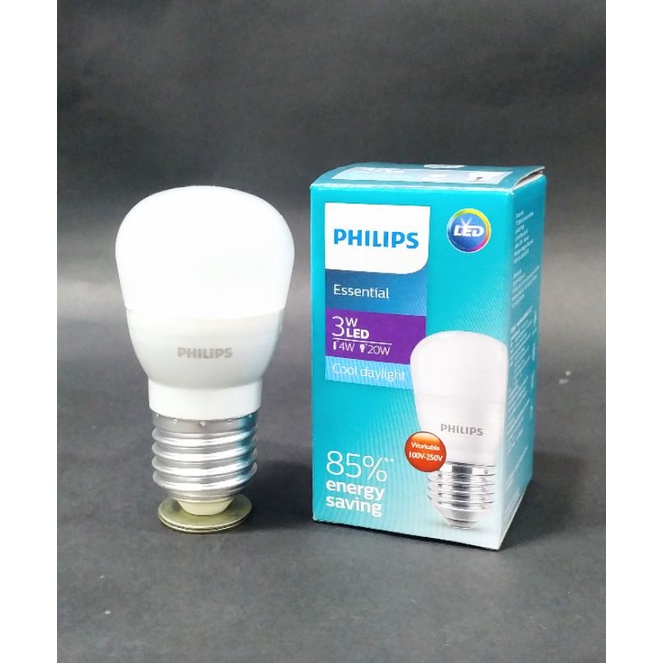 Lampu LED Philips 3 WATT (Setara 20 W Lampu Pijar) LED ESSENTIAL CAHAYA PUTIH