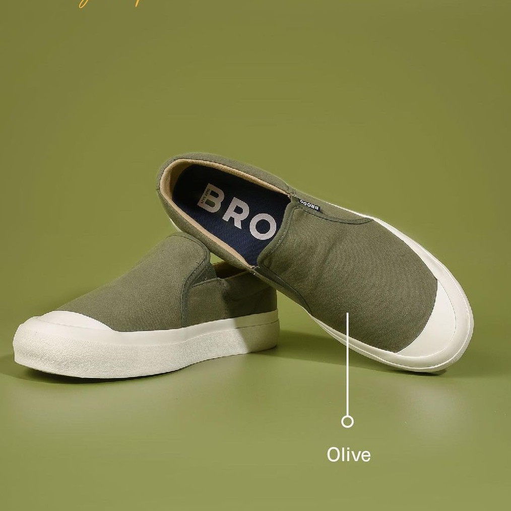Sepatu Pria Wanita Brodo Vantage V2 Slip On/Slop(Olive/Navy/Camel/Teracota/Black/Ivory)-Olive
