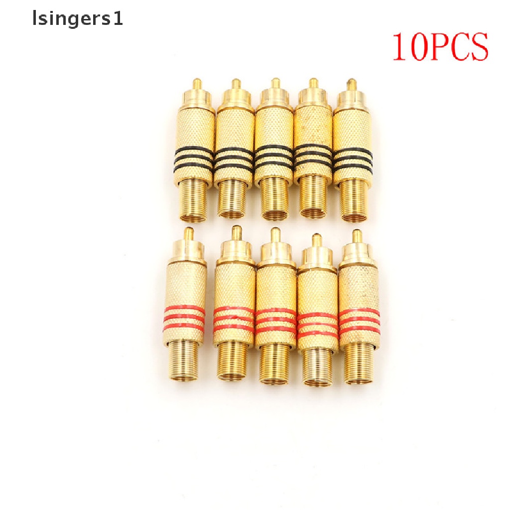 (lsingers1) 10pcs Konektor Jack Audio RCA Male Warna Merah / Hitam / Emas