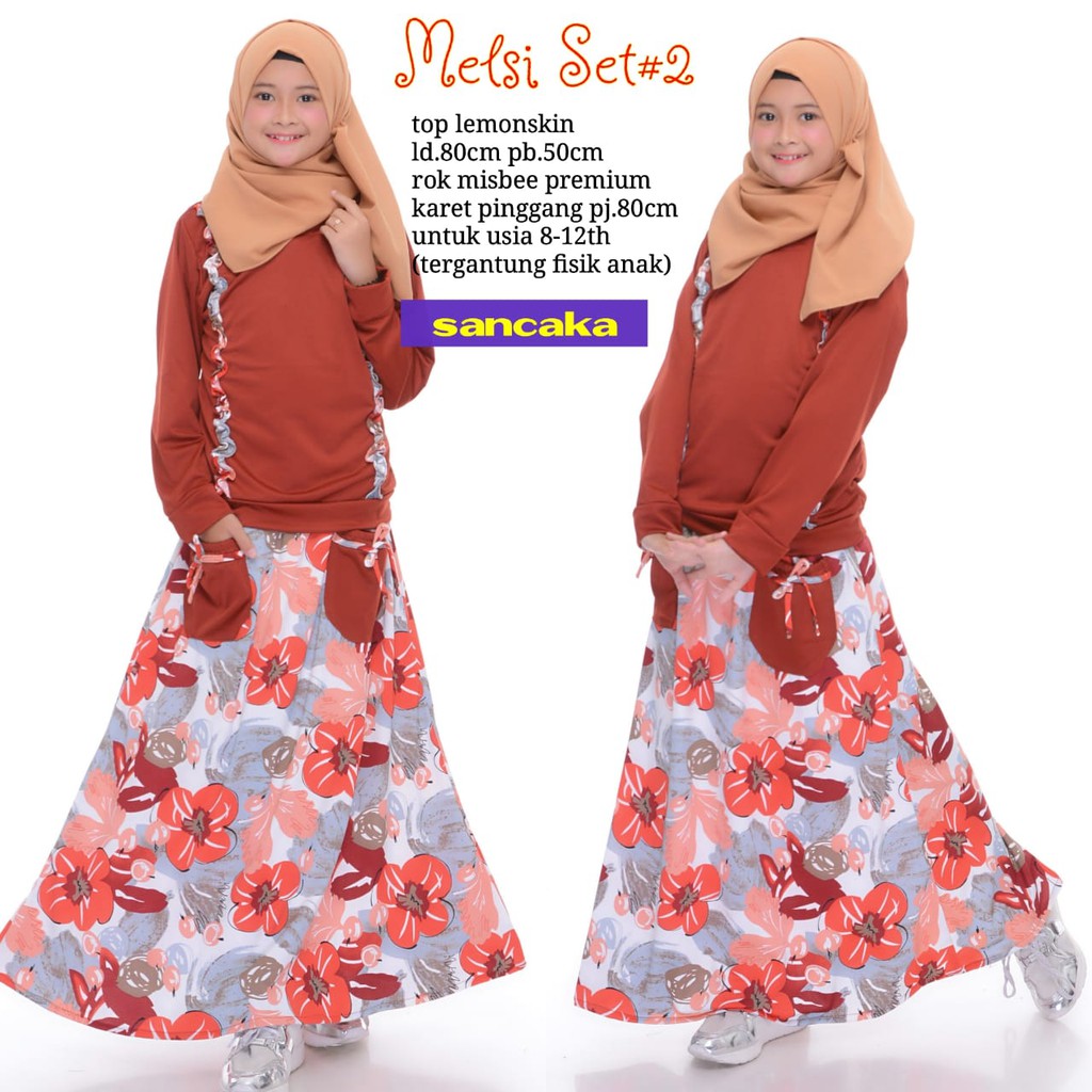 Pakaian Anak Perempuan Setelan Kaos Dan Rok Melsi Set 2 By Sancaka