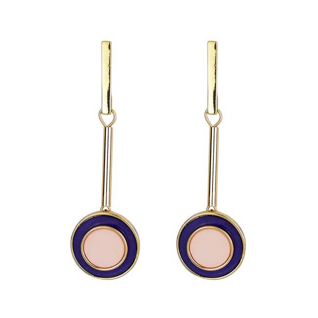 LRC Anting Tusuk Fashion Color Resin Acrylic Round Earrings F69847