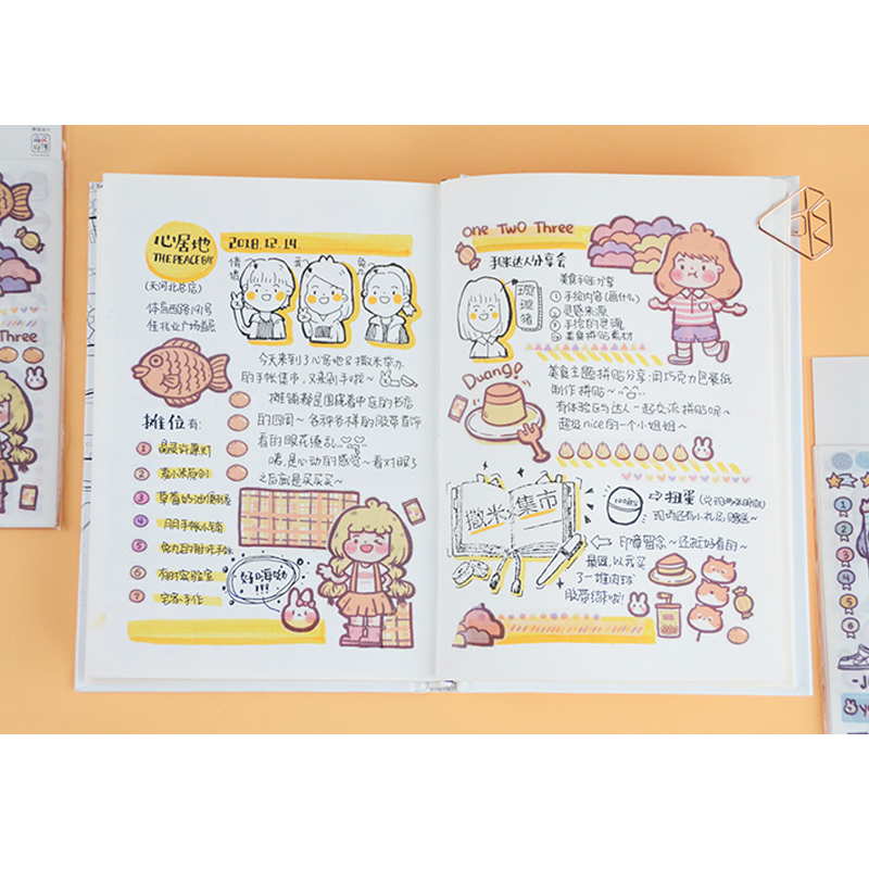 4 Sheets Creative Cartoon Girl Diary Decoration Sticker Handbook DIY Japanese Character Japanese Paper Sticker