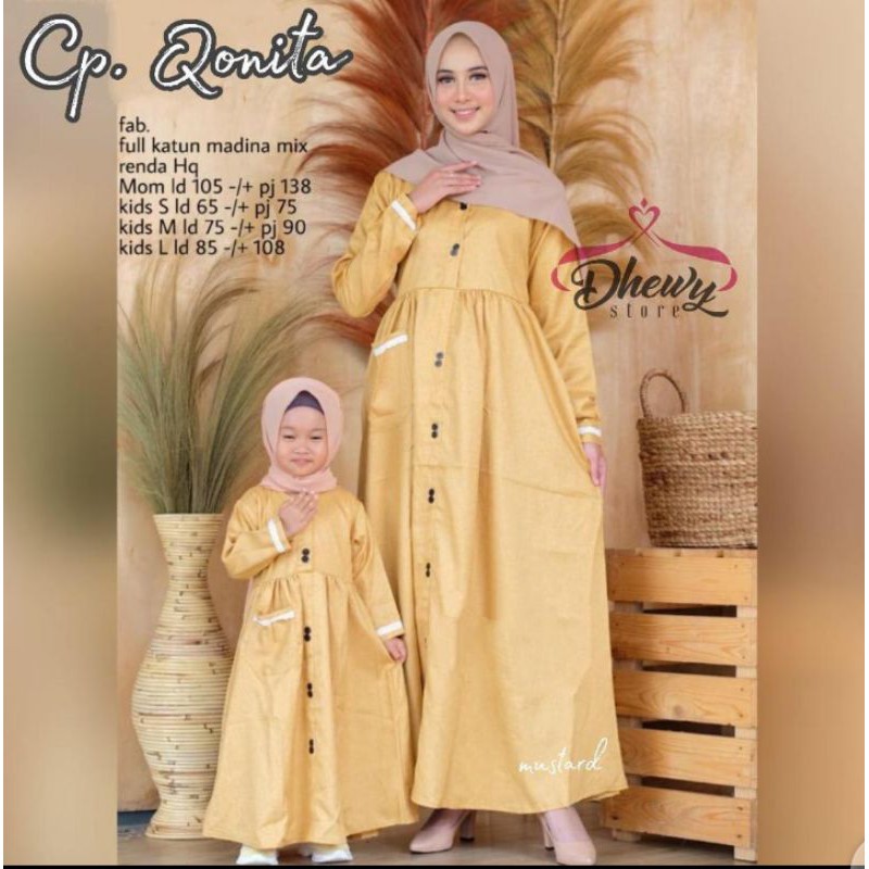 Couple gamis ibu dan anak couple longdress busui ibu dan anak Cp Qonita by Dhewy