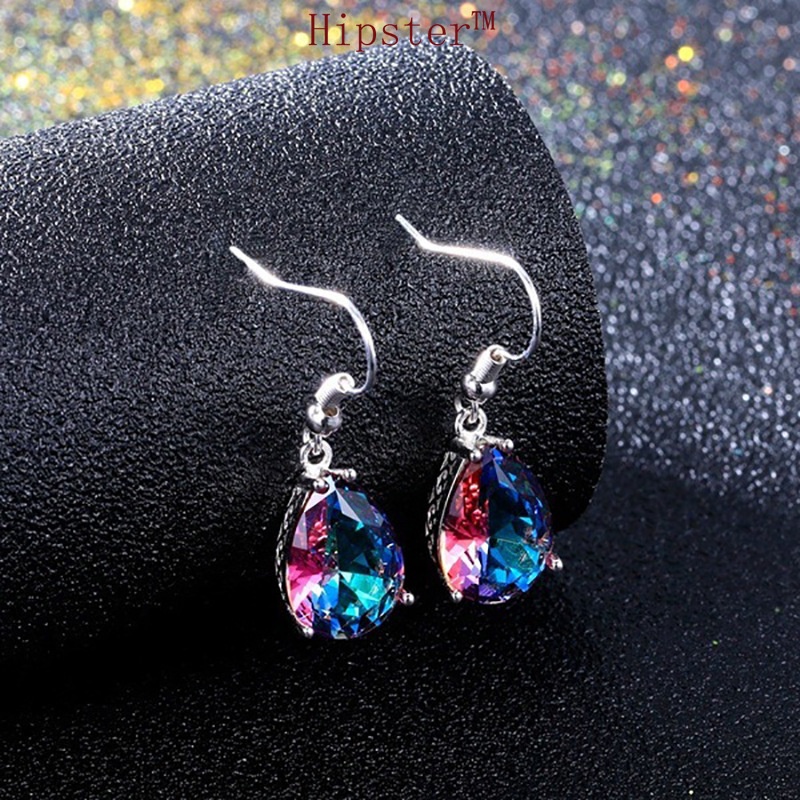 Hot Sale New Fashion Colorful Stone Pear-Shaped Earrings