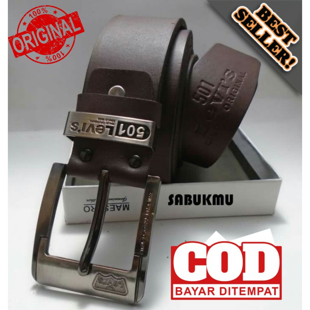Sabuk Kulit Asli LV02 100% Kulit Sapi Asli Gesper Kokoh