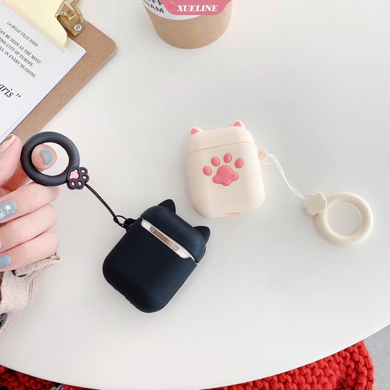Cover Pelindung Headphone Bluetooth Bahan Silikon Bentuk Kartun Cakar Kucing Untuk AirPods 1 2 pro