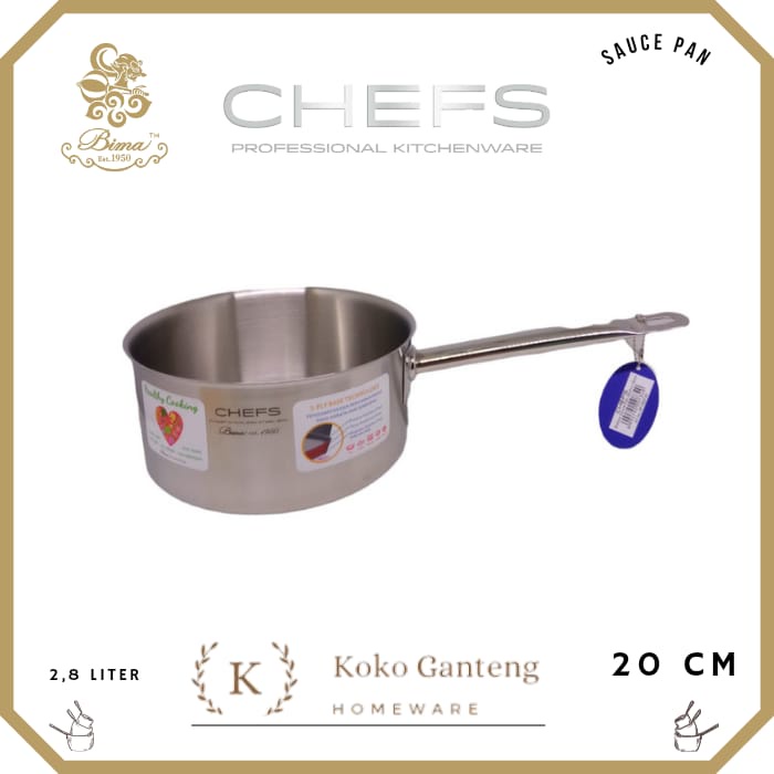 BIMA CHEFS SHALLOW MILK PAN SAUCE PAN 20 CM 2,8L STAINLESS 304 BP1900720