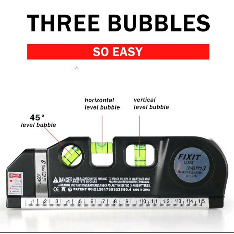 

Taffware Level Pro3 Penggaris Laser Horizontal 250cm dan Waterpass